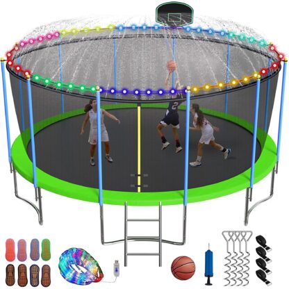 Elitezip 1500 LBS 16 FT Trampoline for Adults 8-10 Kids No-Gap Design Heavy Duty Large Outdoor Trampoline Green