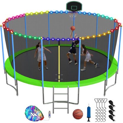 Elitezip 1500 LBS 16 FT Trampoline for Adults 8-10 Kids No-Gap Design Heavy Duty Large Outdoor Trampoline