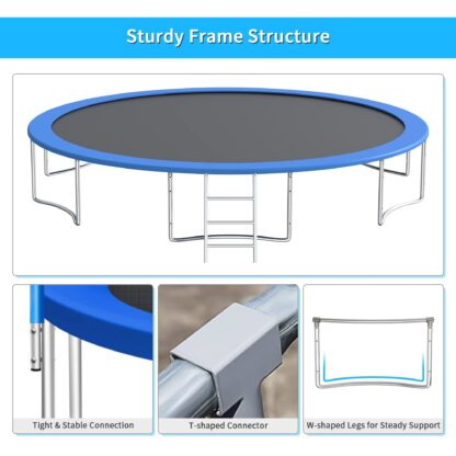 Elitezip 1500 LBS 16 FT Trampoline for Adults 8-10 Kids No-Gap Design Heavy Duty Large Outdoor Trampoline Blue - Image 2