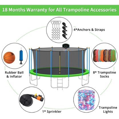 Elitezip 1500 LBS 16 FT Trampoline for Adults 8-10 Kids No-Gap Design Heavy Duty Large Outdoor Trampoline Green - Image 3