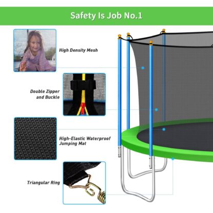 Elitezip 1500 LBS 16 FT Trampoline for Adults 8-10 Kids No-Gap Design Heavy Duty Large Outdoor Trampoline Green - Image 4