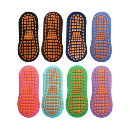 Elitezip Trampoline Socks, 8 Pairs Anti Skid Socks with Grippers, Indoor Floor Socks, Anti-Skid Yoga Socks with Rubber Bottom, Grip Socks for Kids, Teens, Boys, Girls